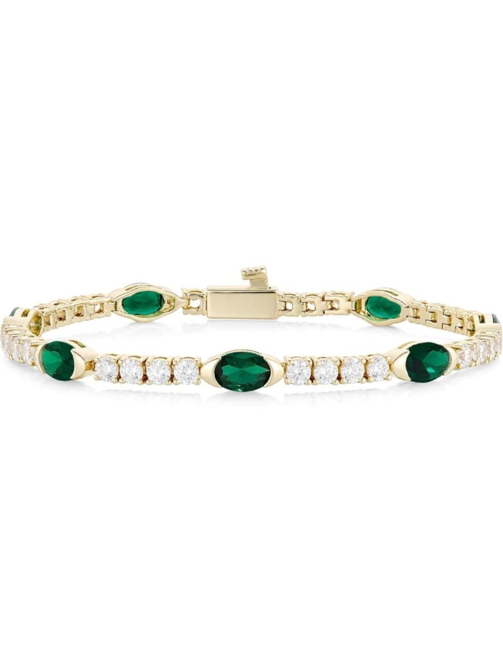 14K Gold Plated Oval Cut Tennis Bracelet - Elegant Chain Bracelet for Women
